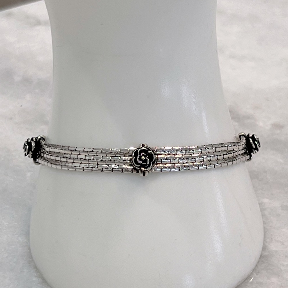 Sterling Silver Triple Strand Rose Bracelet S Clasp